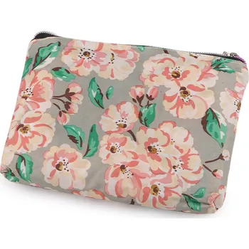 Skládací nákupní taška se zipem 39x40 cm, střední, 61 šedokrémová květ