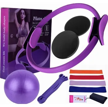 Kruh na Pilates Cvičební kruh Obruč na jógu 38 cm Fialový SET