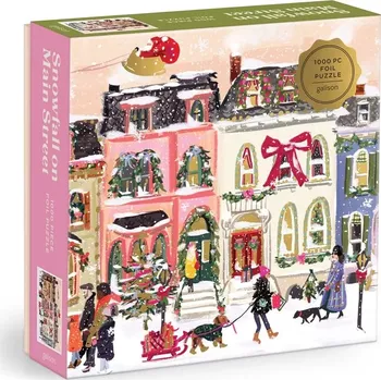 Galison metalické puzzle Zasněžená hlavní ulice 1000 dílků