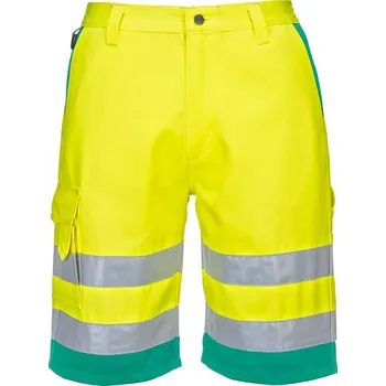 Pánské kraťasy PORTWEST Kraťasy Hi-Vis L043, do pasu, reflexní POR-L043YTRXXL 2XL Žlutá/modrozelená