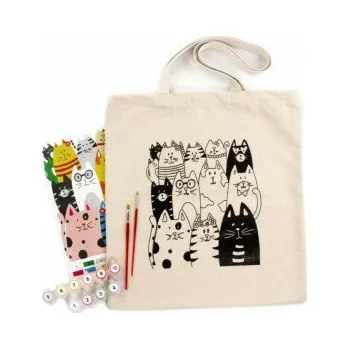 kreativní sada Bavlněná taška s motivem pro pomalování 38x42cm – Kočky