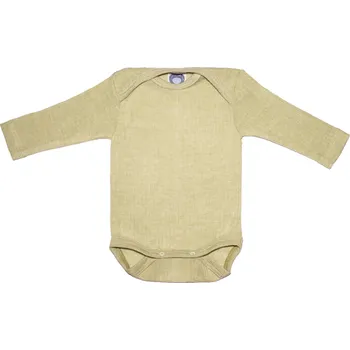 Kojenecký body Dětské body z merino vlny, bavlny a hedvábí Cosilana s dlouhým rukávem zelené Velikost: 74/80