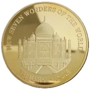 Sběratelská mince 4 cm pozlacená Sedm divů světa Tádž Mahal Indie pamětní dekorativní mince pro sběratele