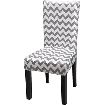 Potah na židli Univerzální elastický potah na židli – šedo‑bílá vlna