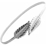 Dámský kovový pásek se sponou s listem, stříbrný, 68–100 cm