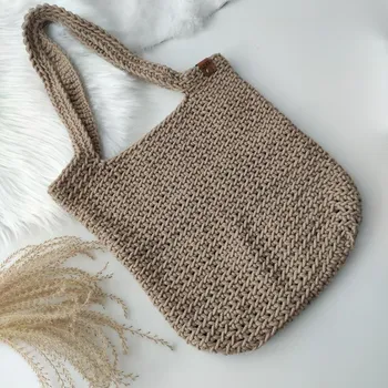 Kabelka LUKA Háčkovaná kabelka Shopperka střední Barva: písková