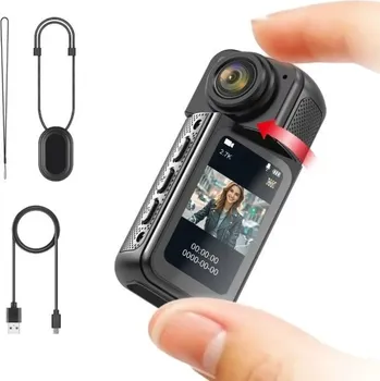 Digitální kamera AMORUS Mini 2,7K akční kamera 1080P kapesní sportovní kamera 6,5 x 2,8 x 2,5 cm 1,47" displej 180° otočný 170° objektiv černá