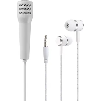 Mikrofon Mini mikrofon do telefonu 3,5 mm se sluchátky – stříbrný