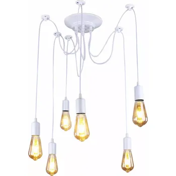 Stropní lampa pavučina 6 ramen bílá
