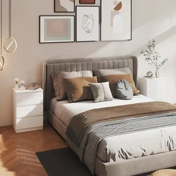 Noční stolek Noční stolky se 3 zásuvkami, 2 kusy | bílé