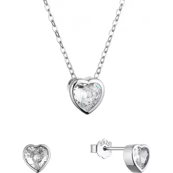Náušnice Sada šperků se zirkony srdíčka 19036.1