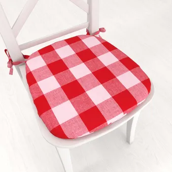 Podsedák Oblý bavlněný podsedák Olivia OL-016 Červeno-bílá kostka velká - 39x37x3 cm