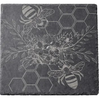 Břidlicový tác čtverec s motivem plástve a včel