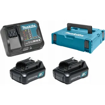 Záložní baterie MAKITA NAPÁJECÍ SADA 12V 2x1,5Ah (BL1016x2+DC10SB) MAKPAC