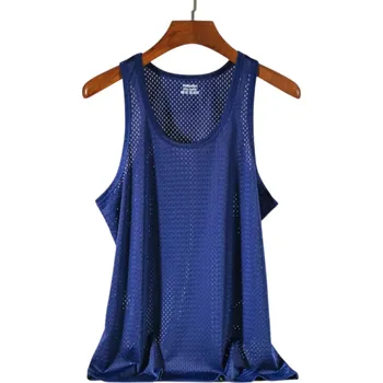 Pánské tílko Sportovní pánské tílko Prodyšný polyester Výstřih do O Jednobarevné provedení Lehký funkční střih Na trénink a běh tmavě modrá XS