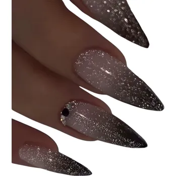 Umělé nehty Třpytivý mandlový tvar střední velikosti 24 ks Nalepovací akrylové umělé nehty Jemné tipy pro domácí manikúru