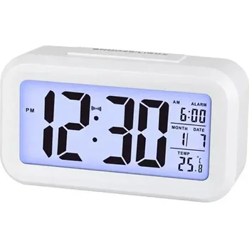 Budík Digitální budík s bílým LED podsvícením a teploměrem AK240C