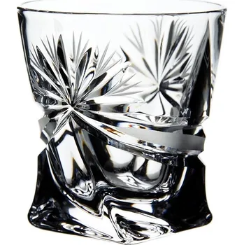 Sklenice Crystalite Bohemia Broušené sklenice na likér, destiláty, Bohemia Crystal panák Quadro 55ml, 6 ks. brus Mašle