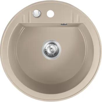 Granitový dřez NOVASERVIS DRGM1/51SA GRANITOVÝ KRUHOVÝ DŘEZ, S PŘEPADEM Z DŘEZU, PÍSEK (BÉŽOVÁ) (DRGM1/51SA)