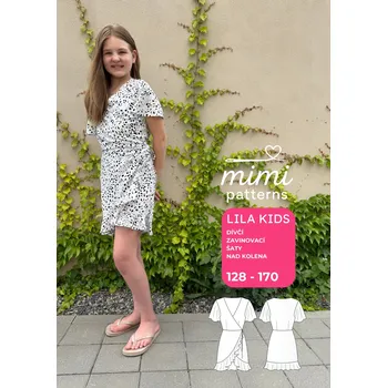 Dívčí šaty Dívčí střih na zavinovací šaty Lila kids, 128 - 170 | MIMI patterns - Česky