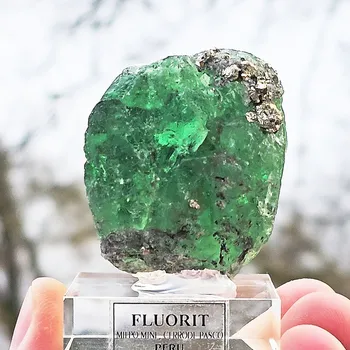 Přírodní kámen Fluorit + pyrit z Peru 48x37mm