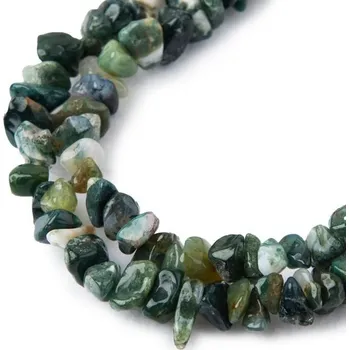 Náhrdelník Zlomky z minerálu Achát mechový 80cm