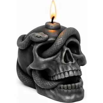 Svíčka Vonná svíčka Lebka s hadem | 160 g | Svíčkománie3D | Barva: Černá