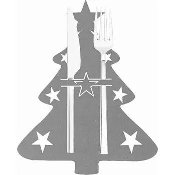 Příbor Filcové kapsy na příbory ve tvaru stromečku, sada 6 ks, šedé