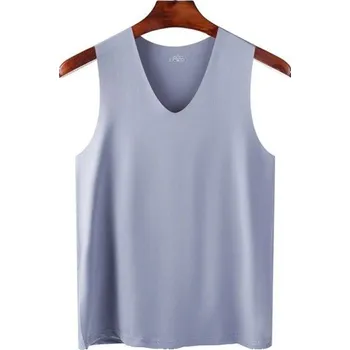 Pánské tílko Pánské tílko s výstřihem do V Jednobarevné tílko z polyesteru a hedvábí Lehký prodyšný materiál na léto a volný čas šedá XL