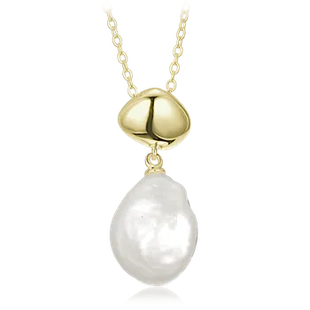 Náhrdelník MINET Elegantní pozlacený stříbrný náhrdelník s perlou