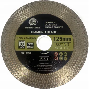 Brusný kotouč INDICKÁ PROFESIONÁLNÍ DIAMANTOVÁ ČEPEL 125 mm x 1,9 mm x 22,2 mm RYCHLÝ ŘEZ INDICKÝ PROFESIONÁL