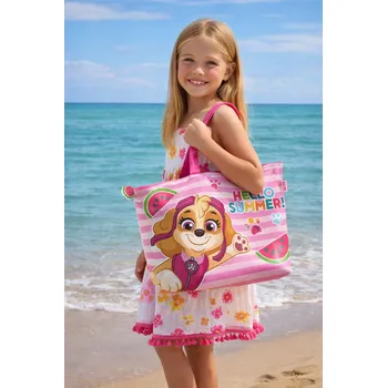 Kabelka Arditex Dívčí plážová taška TLAPKOVÁ PATROLA SKYE růžová s proužky