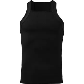 Pánské tílko Pánské tílko s výstřihem do O Jednobarevné sportovní tílko z polyesteru Lehké prodyšné tílko na léto a cvičení černá XL