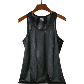 Pánské tílko Sportovní pánské tílko Prodyšný polyester Výstřih do O Jednobarevné provedení Lehký funkční střih Na trénink a běh černá S