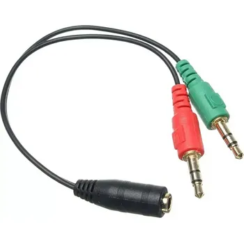 Audio kabel Adaptér 3,5mm mini jack na 2× 3,5mm mini jack pro sluchátka s mikrofonem