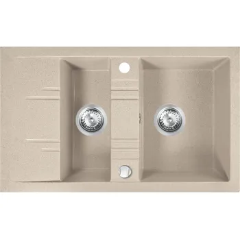 Granitový dřez NOVASERVIS DRGM3/48/79SA GRANITOVÝ OBDÉLNÍKOVÝ DŘEZ S VANIČKOU 48 x 79 CM, S ODKAPEM, S PŘEPADEM Z DŘEZU, PÍSEK (BÉŽOVÁ) (DRGM3/48/79SA)