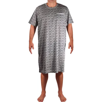 Pánská noční košile Matěj pánská noční košile krátký rukáv 3XL šedá