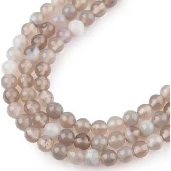 Dětské navlékací korálky Korálky z minerálu Šedý achát pruhovaný 4 mm