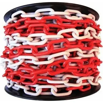 Řetěz Bílo-červený plastový označovací řetěz (role) - průměr 8 mm x 25 m