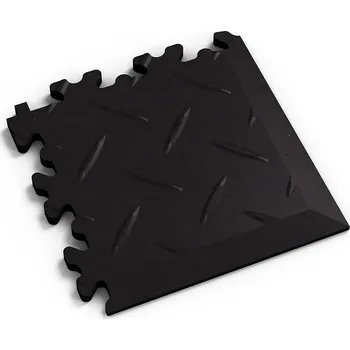vinylová podlaha Černý plastový PVC rohový nájezd Fortelock Industry ECO Premium 2016 (diamant) - 14 x 14 x 0,7 cm