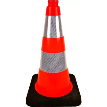 Dopravní zařízení Plastový PVC reflexní dopravní kužel s gumovým podstavcem - 38 x 75 cm