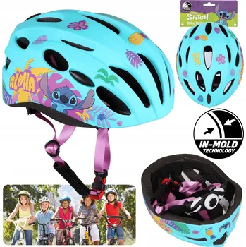 Cyklistická přilba DISNEY Stitch Tyrkysová cyklistická helma IN-MOLD pro děti, nastavitelná 52-56 cm