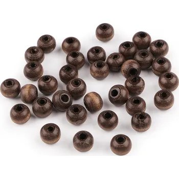 Dětské navlékací korálky Dřevěné korálky Ø8-9 mm, velké, 11 hnědá tmavá