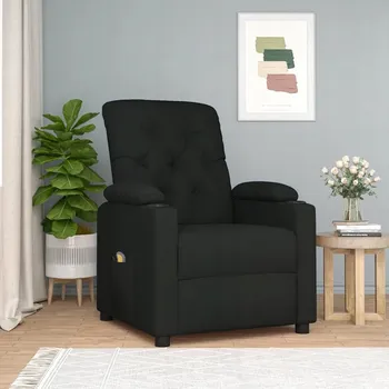 Křeslo Masážní křeslo rozkládací černé látkové VidaXL