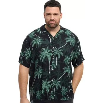 Pánská košile Velká pánská košile krátký rukáv motiv palmy North Latitude 51343-0099 černá (5XL)