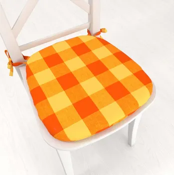 Podsedák Oblý bavlněný podsedák Olivia OL-003 Oranžovo-žlutá kostka velká - 39x37x3 cm