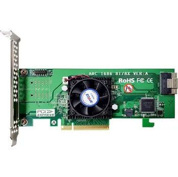 ARECA Tri-mode RAID0/1/10 card 8-port int. (SFF-8654), PCIe4.0 x8 Card, LP ARC-1686-8I