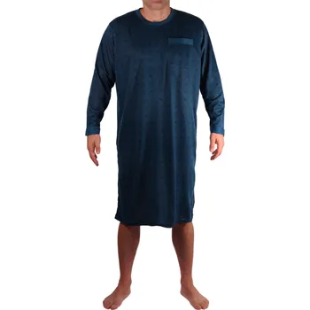 Pánská noční košile Dobra pánská noční košile dlouhý rukáv 4XL petrolejová