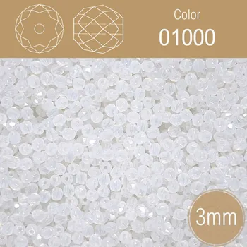 Módní doplněk Korálky BROUŠENÉ 3mm. Barva 01000 mléčná bílá. Balení 150Ks.