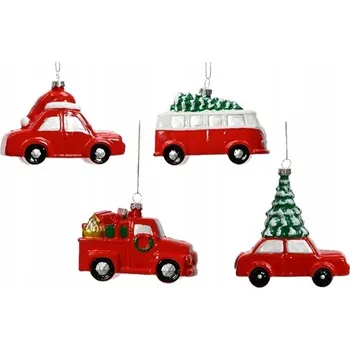 Vánoční ozdoba Závěsná ozdoba na stromeček - červené vánoční autíčko